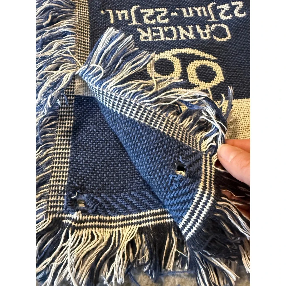 Zodiac Celestial Woven Tapestry Throw Blanket Sun Moon Astrology Navy 50x64